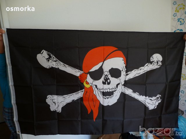 Пиратско знаме флаг шапка кораб корсар череп червена кърпа, снимка 1 - Други ценни предмети - 18278162