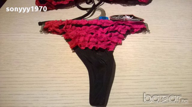 Комплект черен с червени дантелки-сутиен+бикини, снимка 9 - Бельо - 13731492