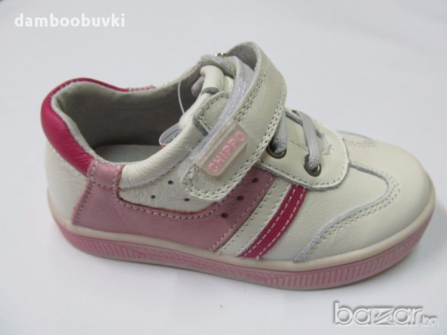 Спортни обувки естествена кожа Чипо бяло/розово, снимка 2 - Детски маратонки - 17523317