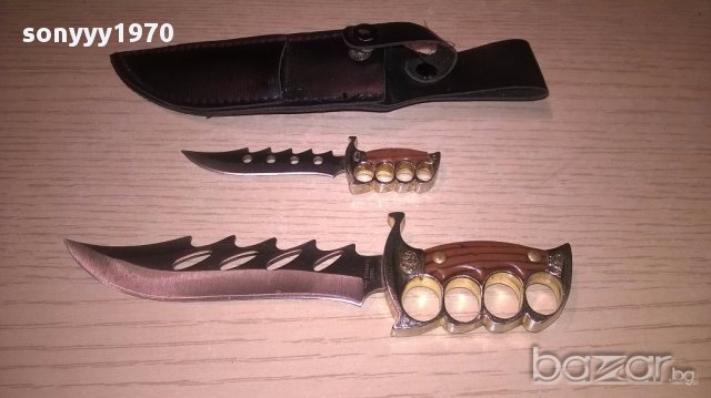 440 stainless steel-ножове 2 бр с кания-17см-внос швеицария