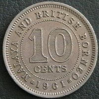 10 цента 1961, Малая и Британско Борнео, снимка 1 - Нумизматика и бонистика - 24881165