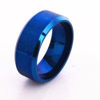 син стоманен пръстен, снимка 1 - Пръстени - 18699007