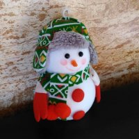 Коледна фигура Снежен човек с шапка шал и ръкавички H16см, снимка 5 - Декорация за дома - 23220805