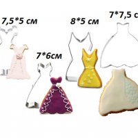 4 бр дамска рокля метални форми резци за тесто фондан бисквитки сладки, снимка 1 - Форми - 25163043