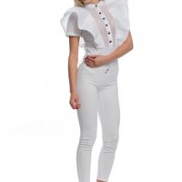 Екстравагантна Дамска Бяла Риза, снимка 4 - Ризи - 23693736