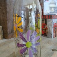 стъклена бутилка 1 литър декорация Цветя, снимка 3 - Други - 21130181