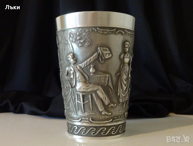 Гравирана чаша,халба от калай 350 мл. , снимка 1