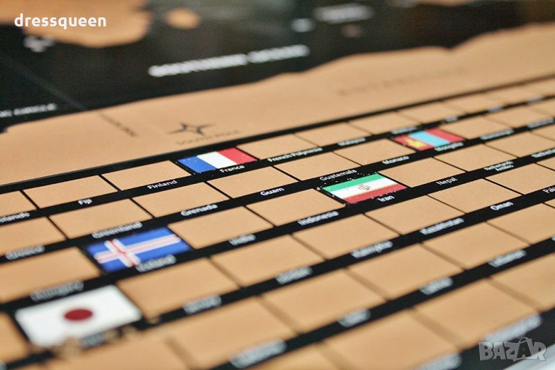 2033 Скреч карта на света + знамената на държавите, снимка 1