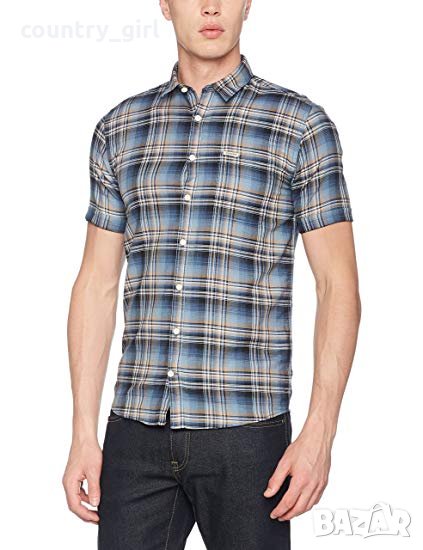 Lindbergh Men's Worker S/S Shirt Casual Blue - страхотна мъжка риза, снимка 1