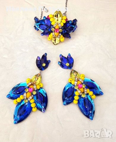 Сет гривна и обеци от кристали