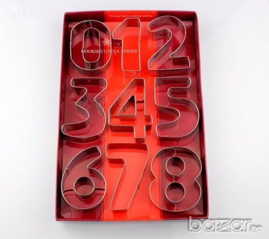 0-9 кутия сет огромни числа цифри метални резци форми за торта украса декор фондан тесто шоколад, снимка 1 - Форми - 17197934