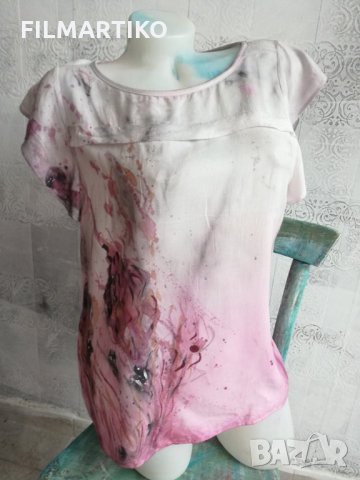 Ръчно рисувана блуза , снимка 4 - Корсети, бюстиета, топове - 22360392