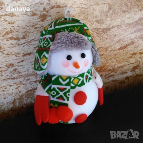 Коледна фигура Снежен човек с шапка шал и ръкавички H16см, снимка 5 - Декорация за дома - 23220805