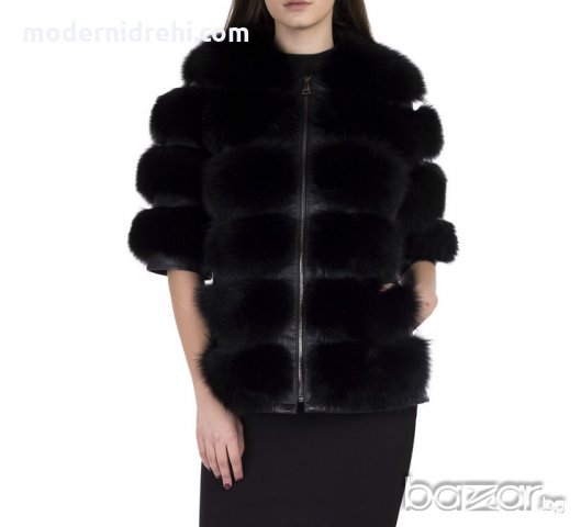 Дамско палто от лисица черно, снимка 3 - Палта, манта - 20450315