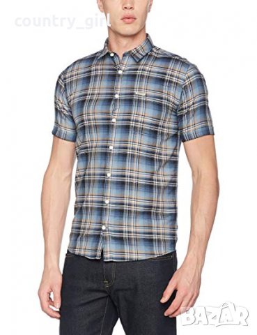 Lindbergh Men's Worker S/S Shirt Casual Blue - страхотна мъжка риза