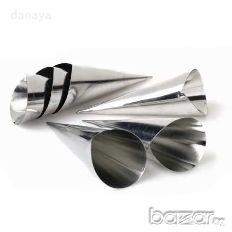 221 Метални фунийки за сладки с пълнеж форми за фунийки с крем 6 броя в комплект, снимка 3 - Форми - 20429681