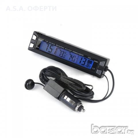 Часовник за кола с термометър и волтметър, снимка 2 - Аксесоари и консумативи - 9291456