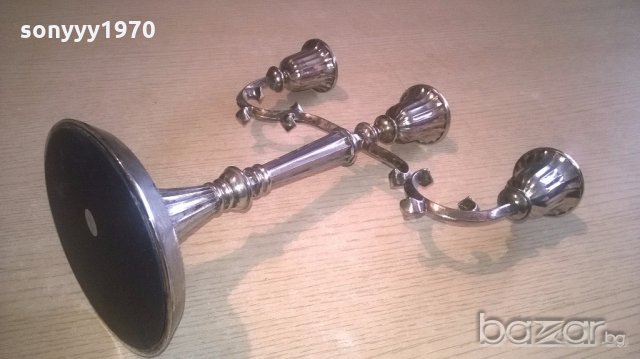 ретро свещник-made in hong kong-silver plated-26х25х12см-внос швеицария, снимка 6 - Антикварни и старинни предмети - 18346050