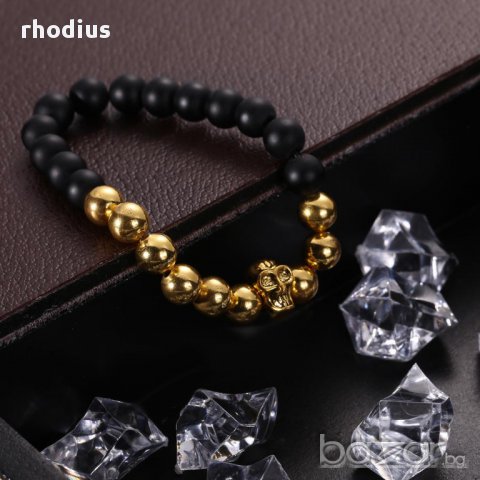 Мъжка гривна от вулканичен камък лава и медицинска стомана, снимка 2 - Гривни - 15001103