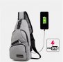 Чанта за рамо против кражба с usb зарядно за пътуване документи водоустойчива компактна, снимка 1 - Чанти - 25790568