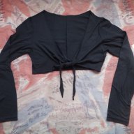 Къса кафява блузка (ръкави) Кроп топ - Crop top, снимка 2 - Жилетки - 11047940