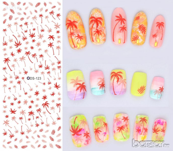  ds-123 лист палми татос ваденки водни стикери за нокти, снимка 1