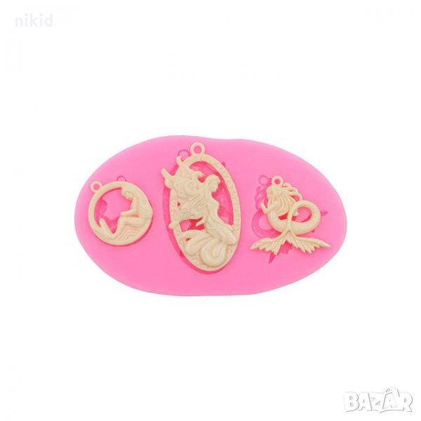 3 бр фея русалка висулка колие силиконов молд форма декорация торта фондан шоколад и др., снимка 1