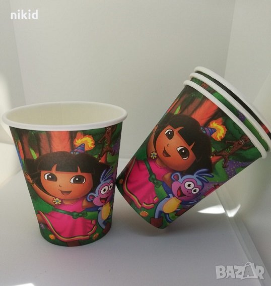Дора и Ботичко 10 бр картонени чаши парти рожден ден, снимка 1