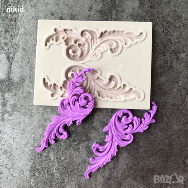 ОР15  2 орнамента тип крила силиконов молд форма за декорация и украса торта фондан, снимка 1