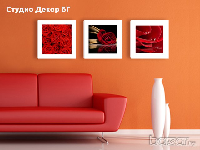 Сет Картини Червени цветя #112 , снимка 1 - Картини - 11341376