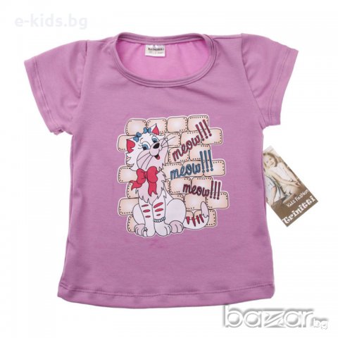 Детска лилава блуза с коте, снимка 1 - Детски Блузи и туники - 18488618