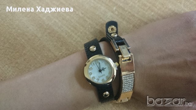 Часовник - гривна, черен, снимка 5 - Дамски - 10525878