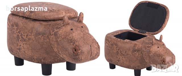 Детска табуретка с ракла - кафяв хипопотам, снимка 1 - Столове - 23738888