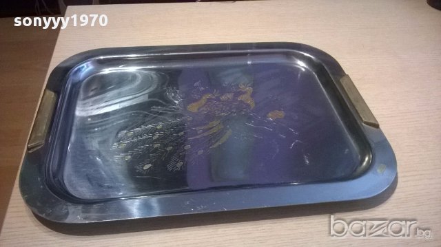 Corona rostfrei oro 24k 18/10-поднос-позлатен 44/33см-внос швеицария, снимка 3 - Антикварни и старинни предмети - 15476431