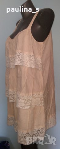 Етажирана памучна рокля "Н&М" с дантела, снимка 2 - Рокли - 25821556