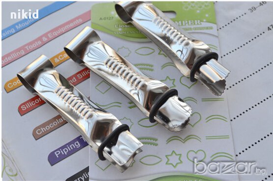 3 метални щипки пинсети инструменти за декориране на краища и ръбове сладки бисквитки фондан украса , снимка 2 - Аксесоари за кухня - 18094693