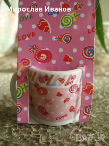 малка розова чашка Обичам Те от Италия, снимка 4 - Колекции - 22462487