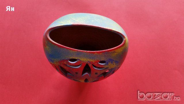 Красива Ръчно Направена и Изрисувана Керамична Ваза за Цветя, снимка 2 - Вази - 17886442