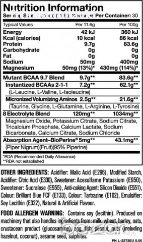 Mutant BCAA 9.7, снимка 3 - Хранителни добавки - 11186165