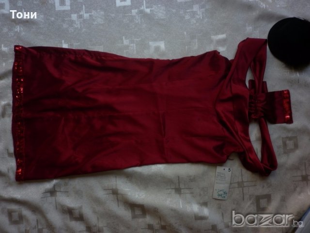 Червена сатенена рокля , снимка 6 - Рокли - 19137000