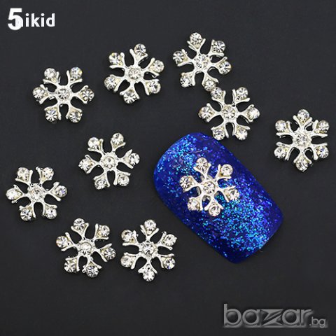 снежинка с камъни диамант камъчета бижу за нокти декорация украса за маникюр, снимка 1 - Продукти за маникюр - 16938528