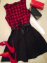 Дамска елегантна кукленска рокля каре с панделка-размер-Л-ХЛ, снимка 1 - Рокли - 9384962