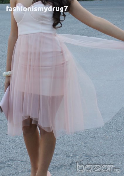 Кремава официална луксозна рокля с воал BERSHKA,S, снимка 1