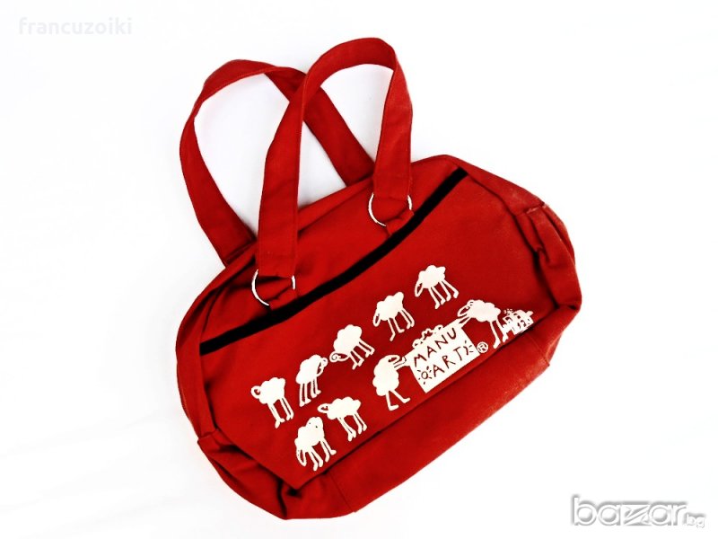 Дамска чанта в червено "Веселите овчици", снимка 1