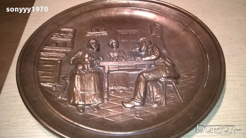 Красива чиния-33см-мед/месинг-внос швеицария, снимка 1