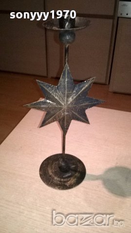 Метален свещник-40х16см-внос швеицария, снимка 6 - Антикварни и старинни предмети - 17521742