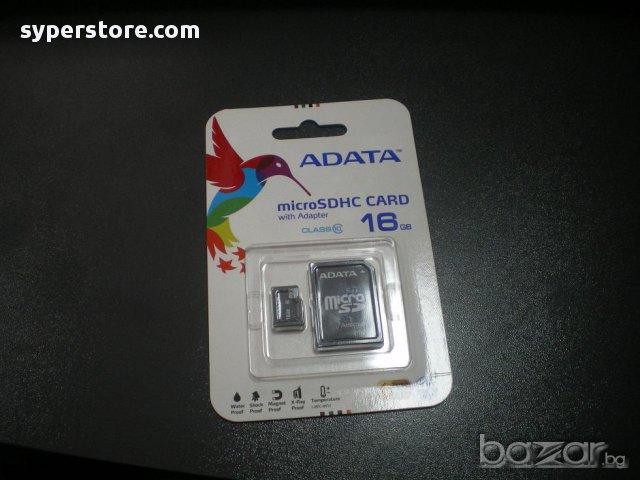 ФЛАШ КАРТА SD MICRO 16 GB "A-DATA" + адаптер за SD клас 10, снимка 2 - Кабели и адаптери - 8010750