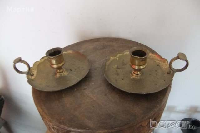  Стари масивни  бронзови - Свещници  - 8см./ 2бр.! (00224)