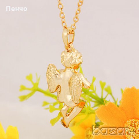 Позлатено колие висулка херовим, бижутерия, синджир ангел с крила любовник Свети Валентин подарък, снимка 3 - Колиета, медальони, синджири - 20602679