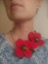 Нов комплект колие, брошка, филц, handmade,  макове, вълна, плъстене, Арт, аксесоари, снимка 3